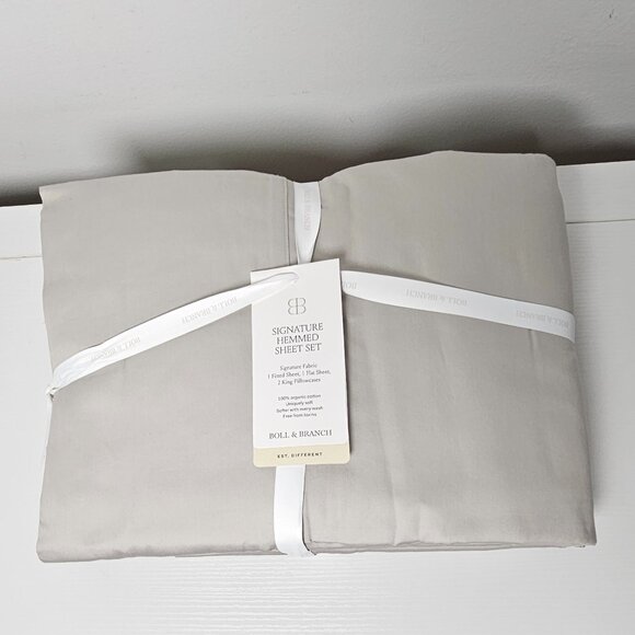 Boll & Branch Signature Hemmed Sheet Set / Pewter / King Size - Picture 2 of 5